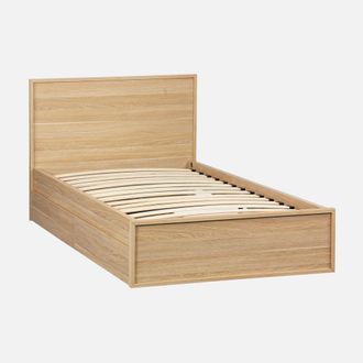 Sweeek Cama Con Somier De L&aacute;minas Y Cabecero 90 X 190cm + 2 Cajones Decorativos De Madera