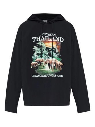 VETEMENTS printed hooded hoodie - men - Cotton - S - Black