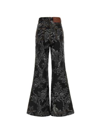Etro Floral Jacquard Flared Jeans - Black
