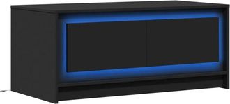 vidaXL Mesa de centro con luces led madera de ingeniería negra Vidaxl