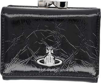 Vivienne Westwood Black Compact Calfskin Leather Wallet