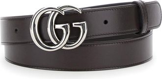 Gucci Mens Belt With Gg Buckle Brown Leather