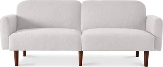 Best Choice Products Curved Convertible Futon, Boucle Fabric Split-Back Sleeper Bed