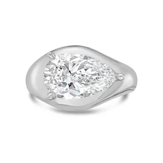 Diana M. Jewels 14KT WHITE GOLD LAB GROWN PEAR SHAPE DIAMOND FASHION RING WEIGHING 3.00 CTS TW