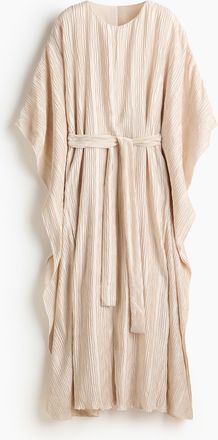 H&M Gecrinkeltes Kaftankleid mit Bindeg&uuml;rtel - Hellbeige