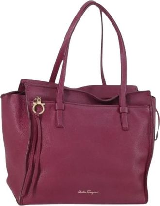 Ferragamo Pre-owned Handbag - Dames - Vintage Handtas - Paars - ONE Size - Leer - Vintage