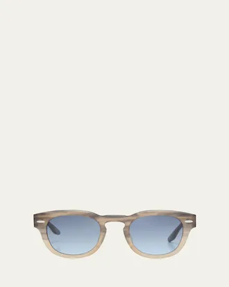 Barton Perreira Mens Demarco Keyhole-Bridge Acetate Rectangle Sunglasses
