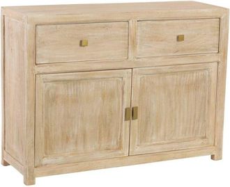 Wanderlust Deco Aparador de madera beige 2 puertas y 2 cajones 120x40x88h cm