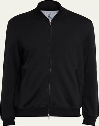 Brunello Cucinelli Mens Travel Full-Zip Bomber Jacket