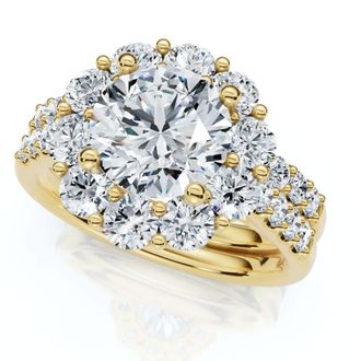 Pompeii3 Certified 3ct Halo Diamond Engagement Wedding Ring Set 14k Gold Lab Grown