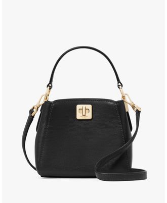 Kate Spade New York Womens Phoebe Refined Grain Leather Mini Top Handle Crossbody - Black - One Size