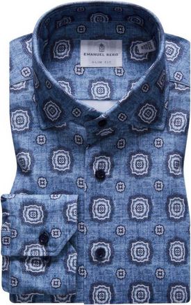 Emanuel Berg Modern Fit 4 Flex Stretch Knit Button-Up Shirt in Medium Blue at Nordstrom Rack, Size Large