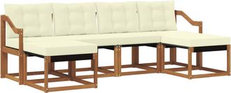 vidaXL Conjunto De Sof&aacute;s De Exterior 6 Uds. Natural Y Crema Vidaxl