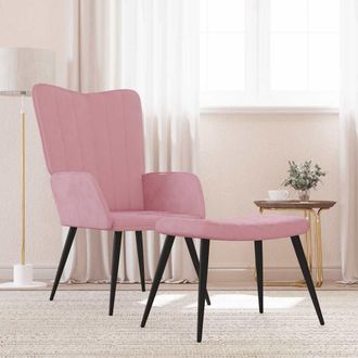 vidaXL Sill&oacute;n De Relax Con Taburete Terciopelo Rosa Vidaxl