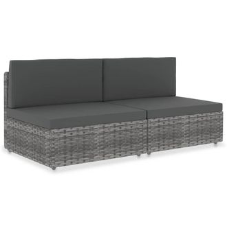vidaXL Sof&aacute; Seccional De 2 Plazas De Rat&aacute;n Sint&eacute;tico Gris Vidaxl