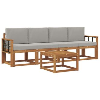 vidaXL Conjunto De Sof&aacute;s De Exterior 5 Pcs Gris Natural Y Claro Vidaxl