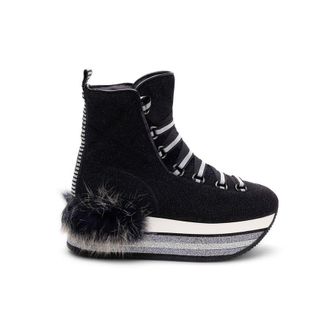 Hogan Fur-Trimmed Platform Boots