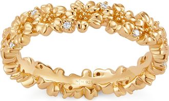 Made by Mary Cubic Zirconia Birthstone Flower Eternity Band Ring in Gold March at Nordstrom, Size 10