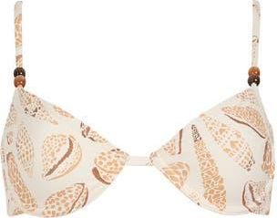 Kibys Shell Tides Print Underwire Bikini Top in Beige Shell Print at Nordstrom, Size Medium