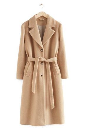 & Other Stories Notch Collar Coat in Beige at Nordstrom Rack, Size 12