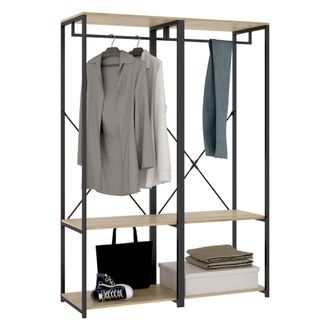 Dmora Armario Cortez Grande: Guarda Ropa Dormitorio, 2 Estantes, Perchero, Cajones, 40x167h Cm Roble Marr&oacute;n