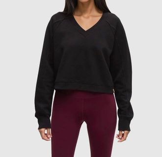 tentree Bridger Cropped Sweatshirt In Meteorite Black