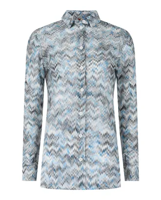 M Missoni Sheer Chevron Print Button-Up Shirt