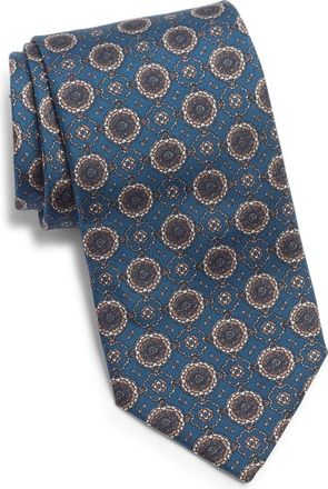 Jack Victor Cromwell Medallion Print Silk Tie in Navy at Nordstrom