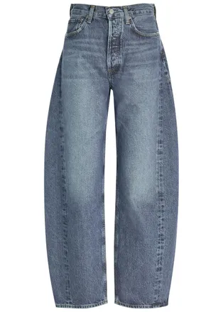 A Gold E Agolde Luna Pieced Barrel-leg Jeans - Blue - 27 (W27 / UK8-10 / S)