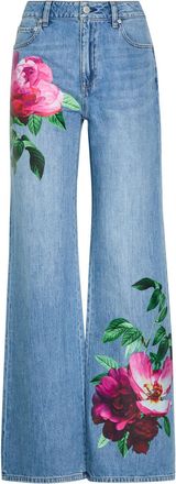 Alice & Olivia Chic Floral-print Straight-leg Jeans - Blue - 27 (W27 / UK8-10 / S)