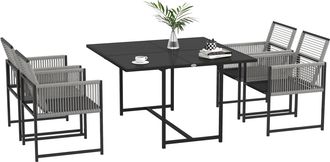 OUTSUNNY 5 Pieces Patio Dining Set With Foldable Back - Light Grey - Light Grey | TJ Hughes