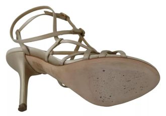 Dolce & Gabbana Gold Silk Ankle Strap Heels Sandals Womens Shoes (Pre-Owned)