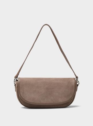 Simons Womens Pebbled leather & suede saddle bag Exclusive collection from Italy