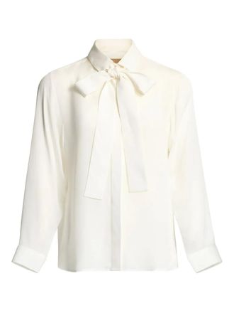 Elie Saab bow-detail silk shirt - Bianco