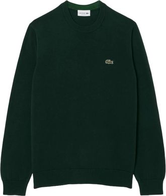 Lacoste Groene Crew-Neck Sweater - Heren - Ronde hals truien - Groen - M - Katoen - Truien & Vesten