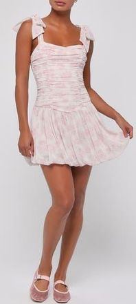 Lulus Skylar Tie Strap Fit & Flare Minidress in Pink Floral at Nordstrom Rack, Size X-Large