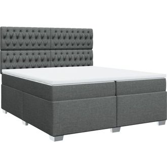 vidaXL Cama Box Spring Con Colch&oacute;n Tela Gris Oscuro 200x200 Cm Vidaxl