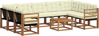vidaXL Conjunto De Sof&aacute;s De Exterior 10 Uds. Natural Y Crema Vidaxl
