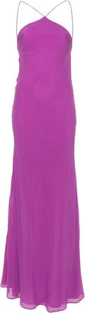 Andamane Rebecca halterneck organza maxi dress - women - Silk/Polyester/Elastane - 44 - Purple