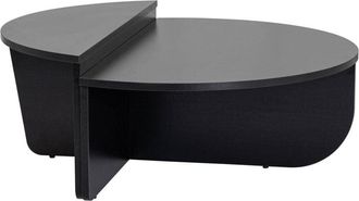 Dmora Dmora - Mesa De Caf&eacute; Feyre, Mesa De Centro Baja, Revistero Para Sof&aacute;, Estante De La Sala De Estar, 90x60 H35 Cm, Negro