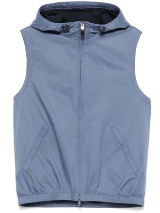 Canali hooded gilet - men - Polyester/Polyurethane/Polyester/Viscose/Cashmere - 54 - Blue