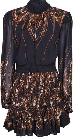 Farm Rio Floral Ruffled Short Dress - Dames - Korte kleedjes - Zwart - S - Kleedjes
