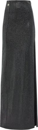 Philipp Plein Long Skirt Crystal - Dames - Maxi Rokken - Grijs - S - Polyester - Rokken