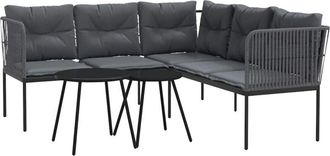 vidaXL Sof&aacute; De Jard&iacute;n Con Cojines Acero Y Textilene Negro Vidaxl