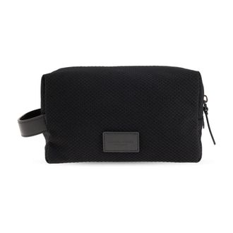 Giorgio Armani Beauty Case in Mesh and Leather - Heren - Tassen - Zwart - Maat: ONE Size Leer