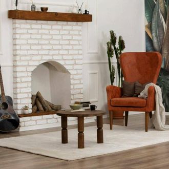 Dmora Mesa De Caf&eacute; Pallas, Mesa De Centro Baja, Revistero Para Sof&aacute;, Estante De La Sala De Estar, 60x60h40 Cm, Nuez, Con Embalaje Reforzado - Dmora