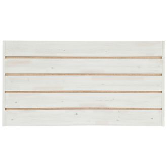 NATYAL Cabecero de madera blanco envejecido con rafia natural cama 180cm
