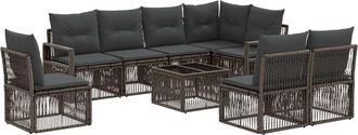 vidaXL Conjunto De Sof&aacute;s De Jard&iacute;n 9 Uds. Gris Rat&aacute;n Sint&eacute;tico Vidaxl