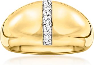 Ross-Simons Diamond Striped Ring in 18kt Gold Over Sterling