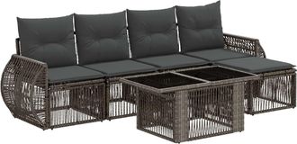 vidaXL Conjunto De Sof&aacute;s De Jard&iacute;n 6 Uds. Gris Y Gris Oscuro Vidaxl